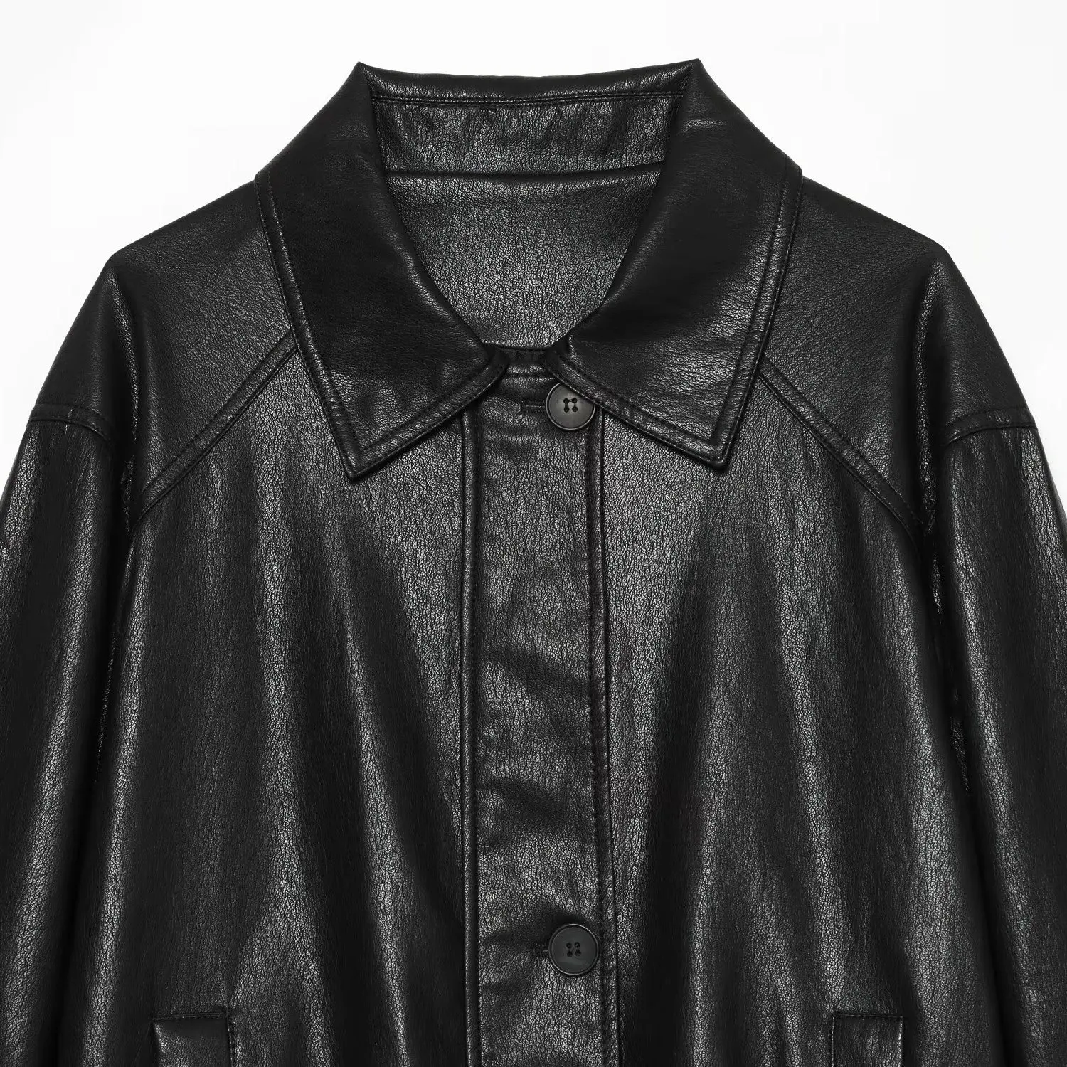 KASLEAD New Women's Fashion Versatile High-End Soft Leather Washed Windbreaker Jacket Slimming Effect Regular Length Sleeve