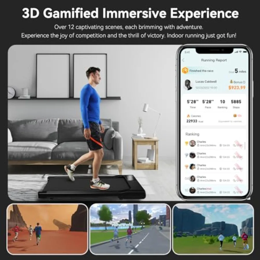 وسادة المشي للمنزل والمكتب تحت حصيرة المشي المكتبية مع التطبيق وجهاز التحكم عن بعد 3 في 1 معدات التمرين المحمولة Compa