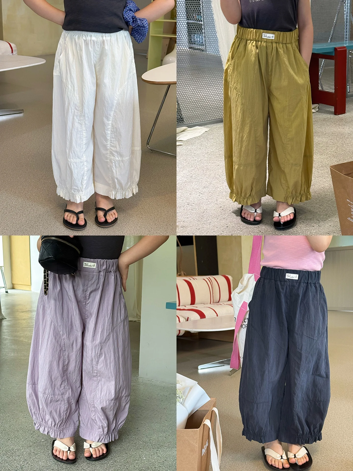 صيف جديد Sle أطفال بنات كشكش بالون السراويل كول الإحساس البعوض برهان فضفاض عادية هارلان السراويل أبي السراويل