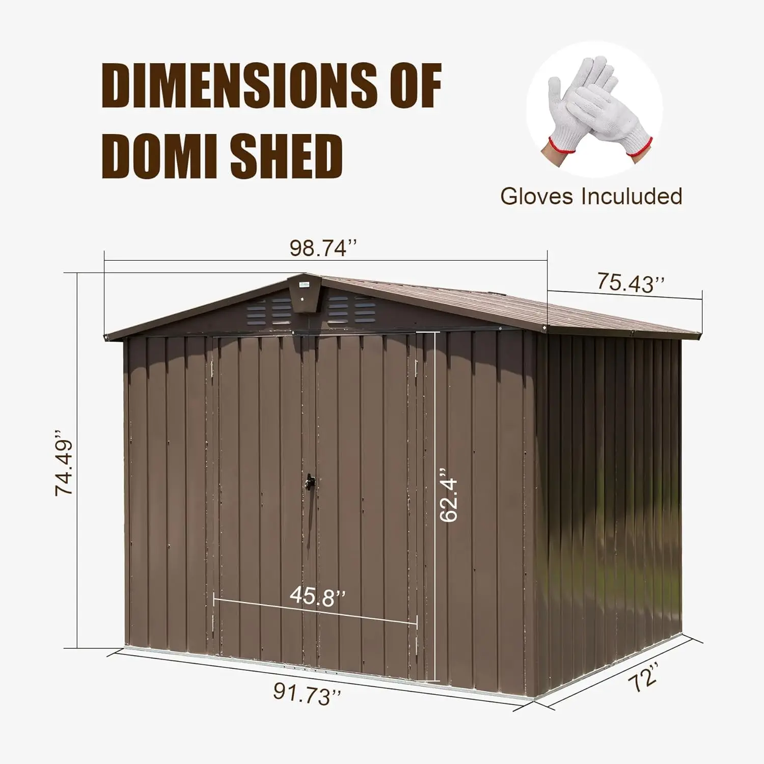 Metal Storage Shed 8.2x6.2 FT with Lockable Double Door, Waterproof Outdoor Bike Shed for Garden Backyard Lawn, Customized - view 3