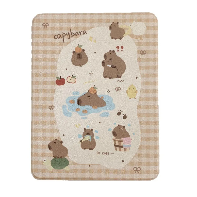 Cartoon Capybara Pen Slot Tablet Case For iPad Mini6 7 Pro 2025 2024 2022 2021 2020 2019 2018 2017 11 10th Air 2 3 4 5 6 7 Cover