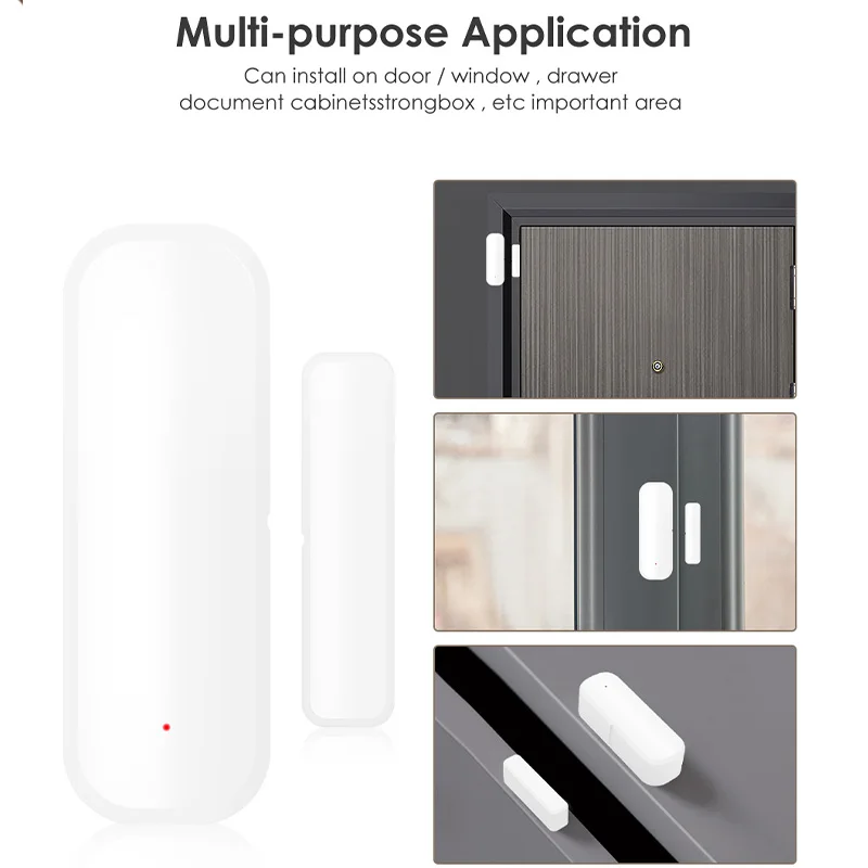 WiFi Door Open Closed Detectors Tuya Window Sensor with App Notification Alert Contact Sensor for Home Security with Black Color