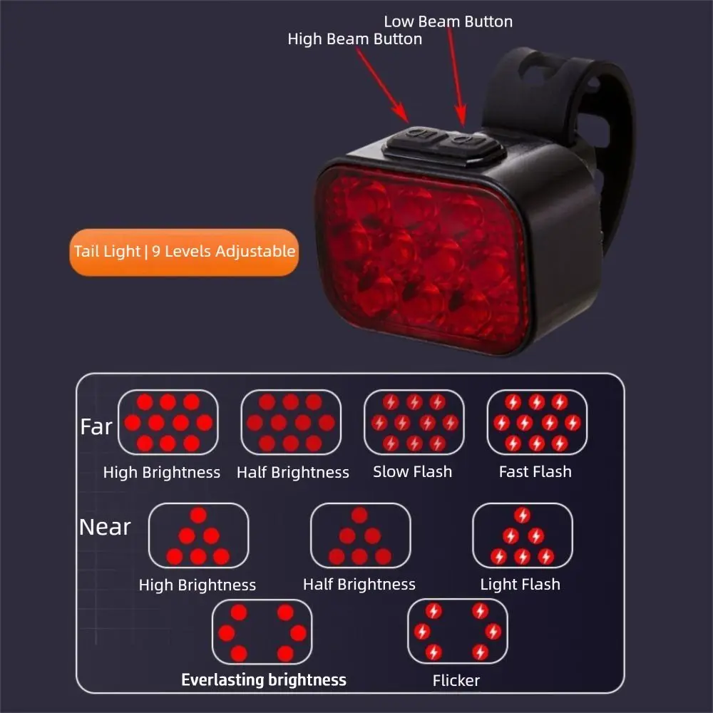 

Водонепроницаемый комплект велосипедных фонарей. Светодиодные передние и задние фонари. Лампа для MTB. 8 режимов освещения. Велосипедный фонарь с зарядкой через USB. Ночная езда.