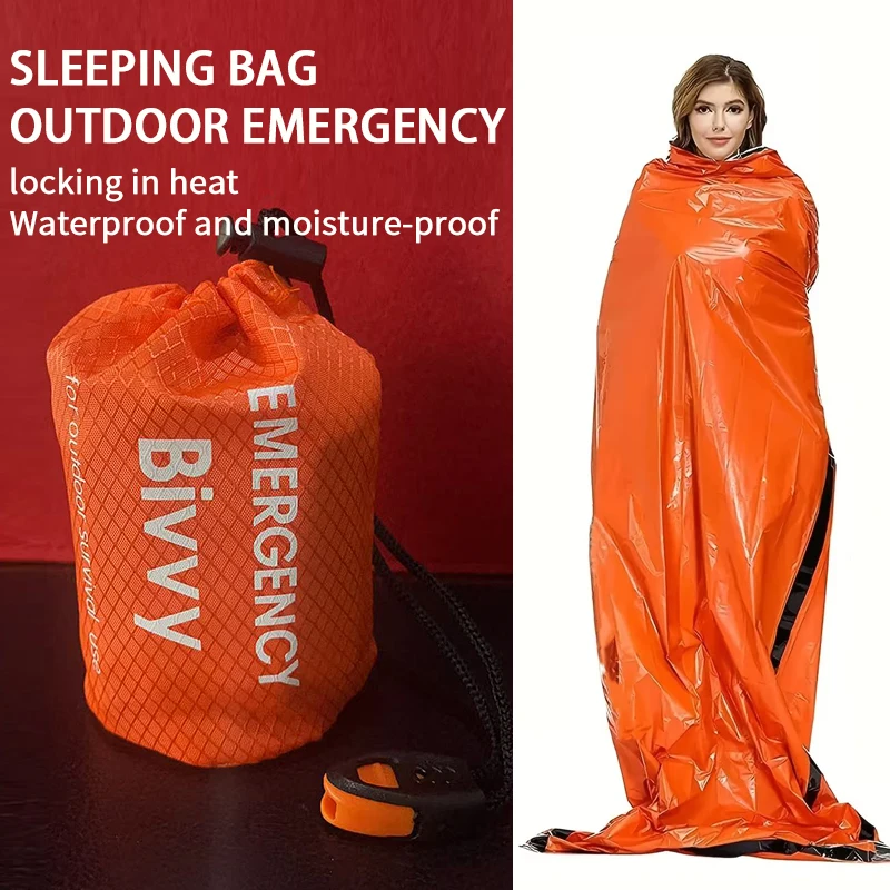Saco de Dormir de Emergencia Portátil e Impermeable, Equipo de Supervivencia para Exteriores, Camping, Bolsa Térmica, Kit de Primeros Auxilios, Manta de Mylar