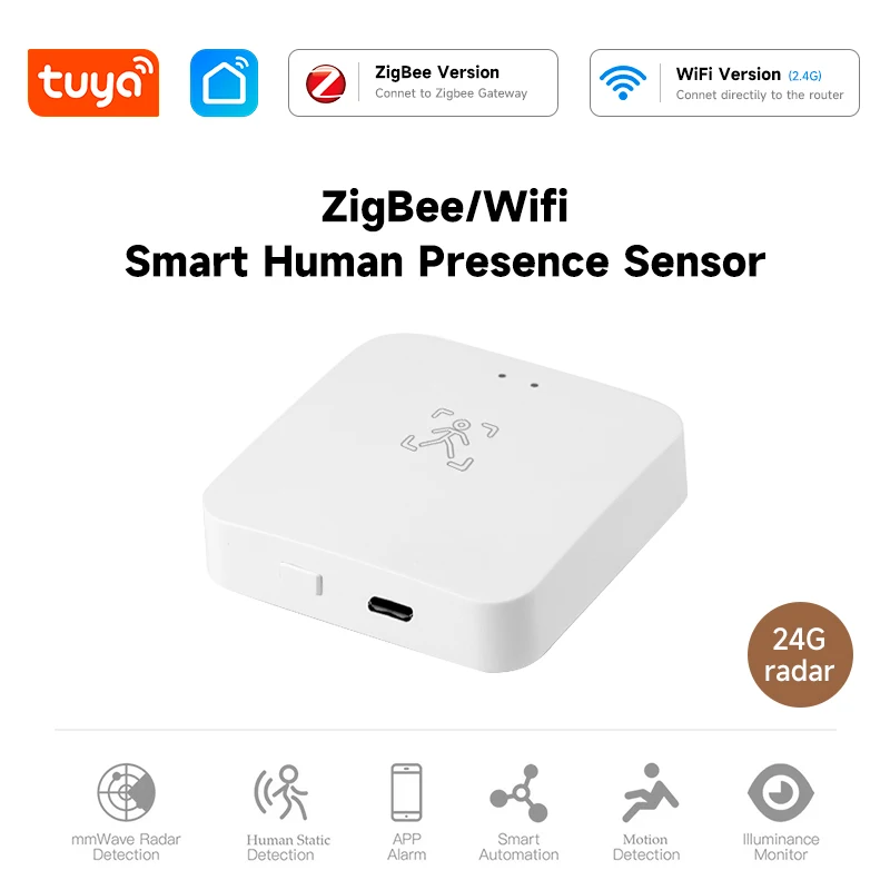 

Tuya Zigbee WiFi Human Presence Sensor MmWave Radar Detector With Luminance Sensor For Smart Home Smart Life replace PIR Sensor