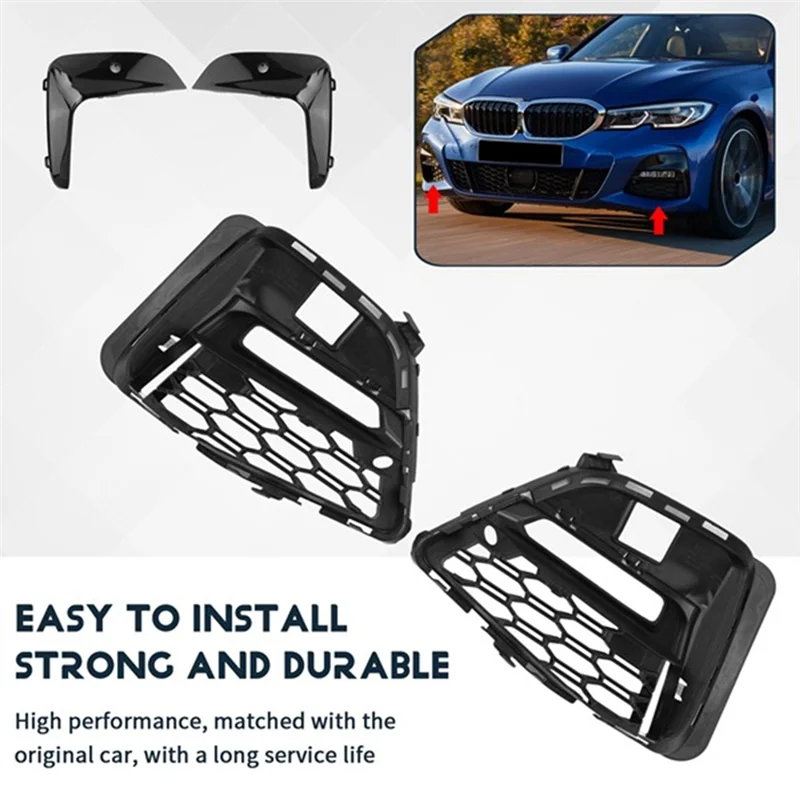 

Front Bumper Fog Light Grille +Trim Fog Light Frame For BMW 3 Series G20 G28 320Li 325Li 2019-2022