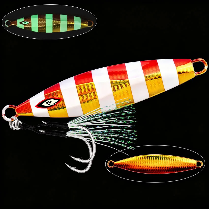 1pcs Slow Jigging Metal Jigs 100g 150g 200g 250g 300g Shore Jigging Artificial Hard Bait Luminous Spoon Fishing Lures - view 5