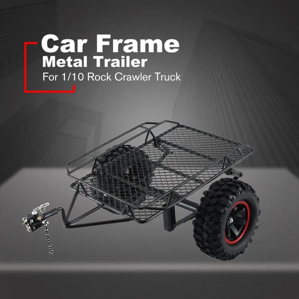 1:10 Scale Climbing Car Modified Simulation Trailer D90 Scx10 Trx4 Diy Metal Small Trailer Bucket With 2 Tires For Rc Crawler