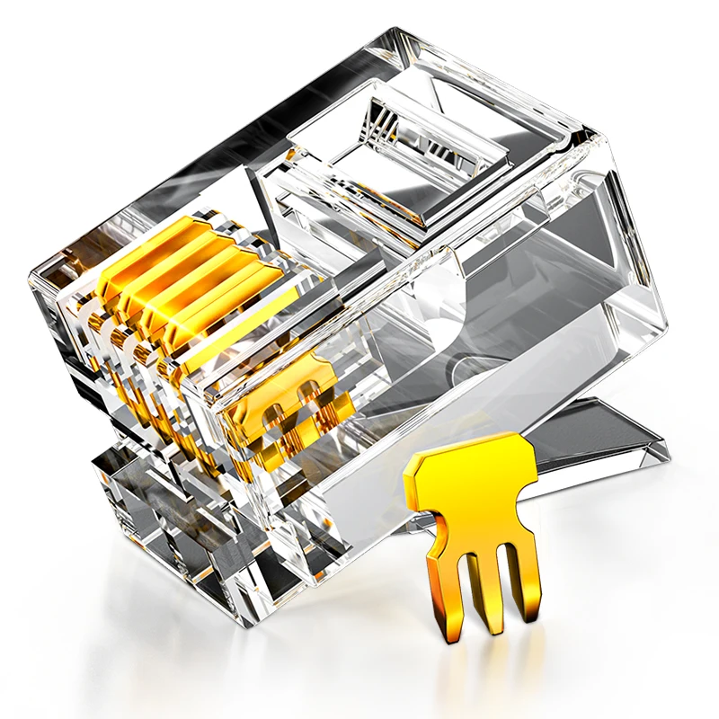 ROVLL RJ11 Connector 6P2C 6P4C Gold Plated Telephone Modular Plug RJ11 Crystal Head Internet Phone Jack Durable Eco-Friendly
