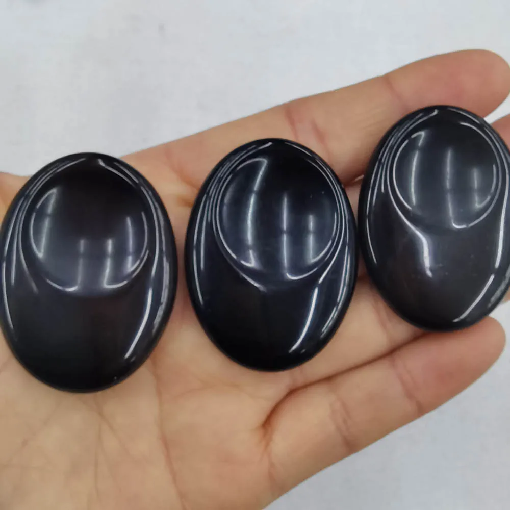 Piedras de obsidiana natural para masaje, accesorios de moda para Spa, Rock, regalo de joyería, 30x40mm, venta al por mayor, 6 unidades, envío gratis