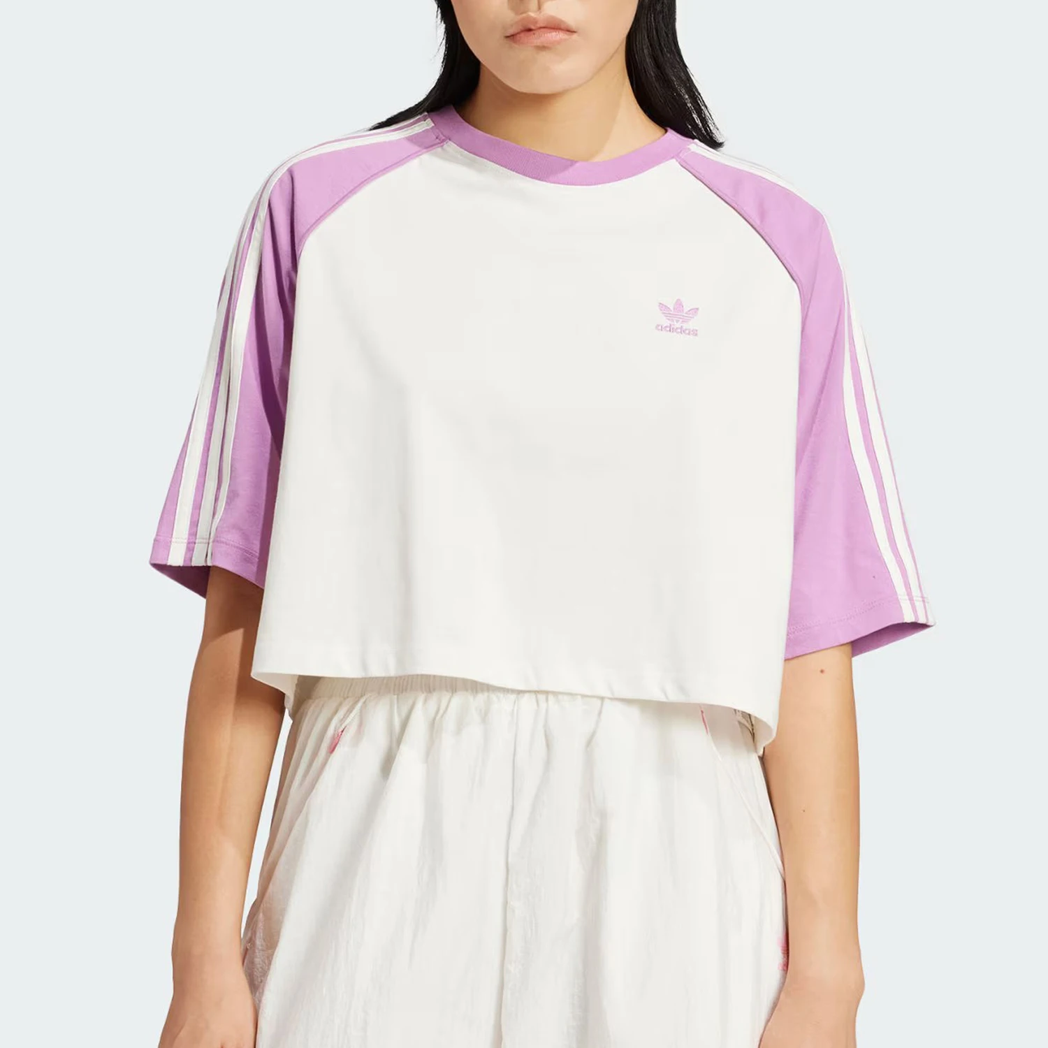 Adidas Official Genuine Women's Three Stripes Fashion Breathable Casual Sport Short Sleeve IZ2827