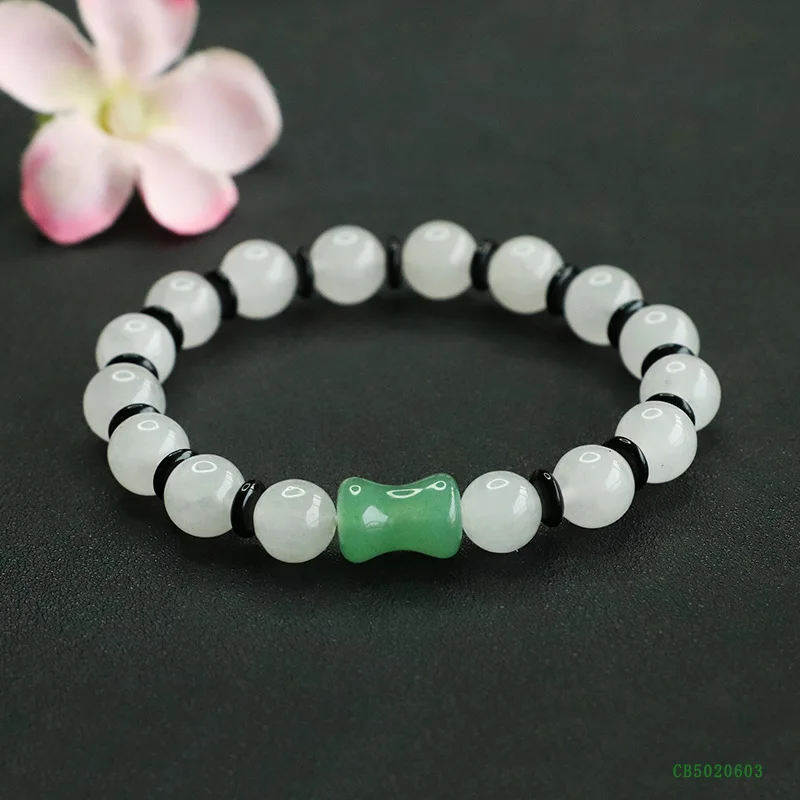 

Natural Hetian Jade Bracelet Authentic White Nephrite Jade Bangle Green Bamboo Accents Feng Shui Lucky Amulet Jewelry Women