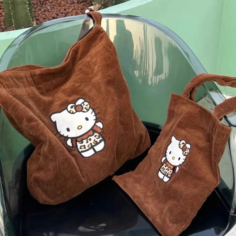 Sanrio Hello Kitty torby nowy sztruks damskie modne torebki casualowe damskie słodkie torby Y2k kreskówka koreański torebka Vintage na ramię