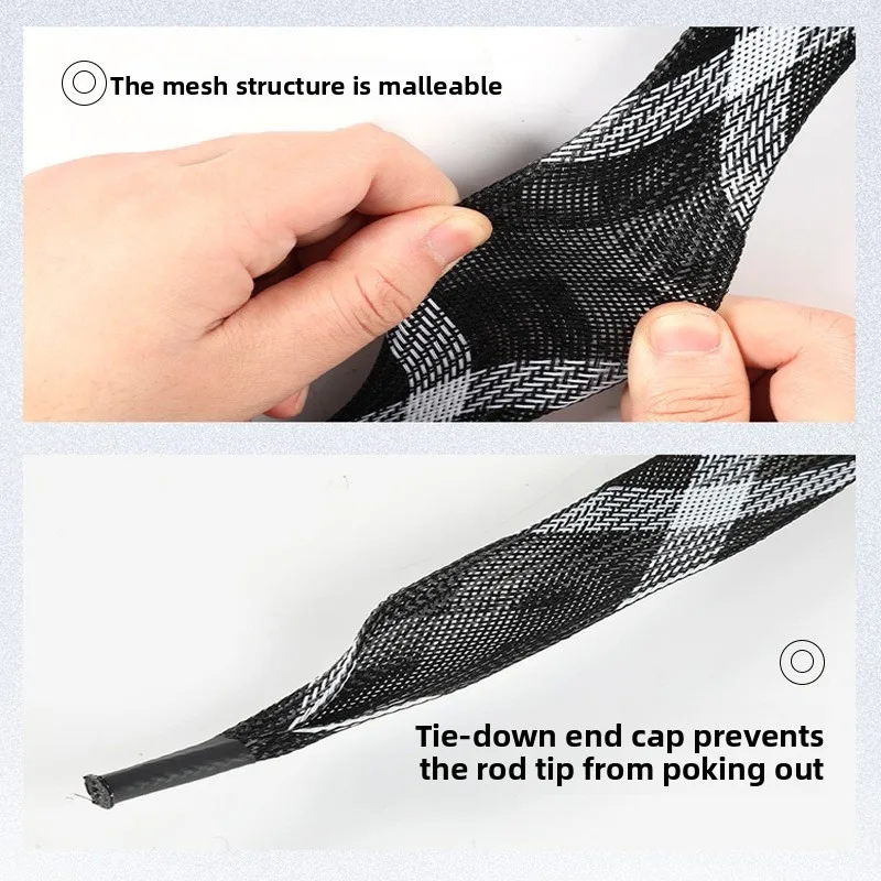 10PCS Fishing rod cover, fishing rod weaving net protector, used as a fishing tool for rotating rods, casting rods, and ice rods gallery 3
