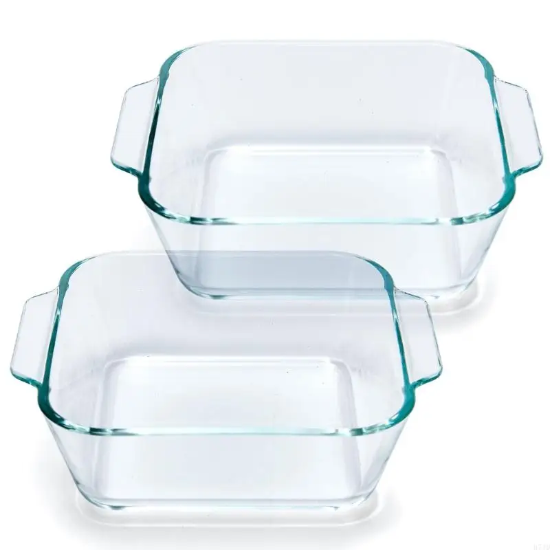 Pack of 2 Small Glass Microwave and Oven Safe Bakeware Microwave Cookware Suitable for Even Heating and Easy Cleaning 37JD