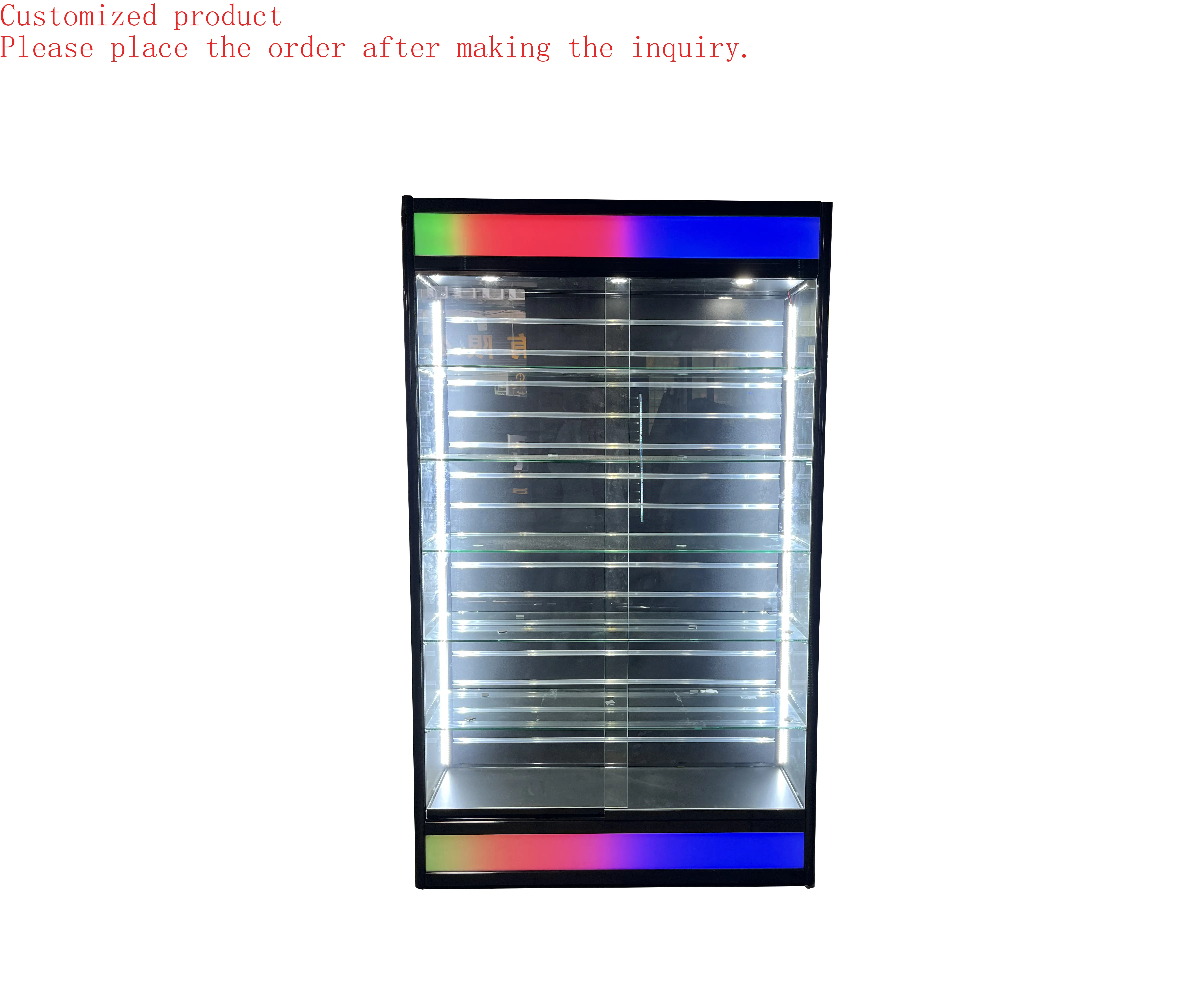 

Custom.Glass Showcases Display Smoke Shop Display Table with RGB and LED Light