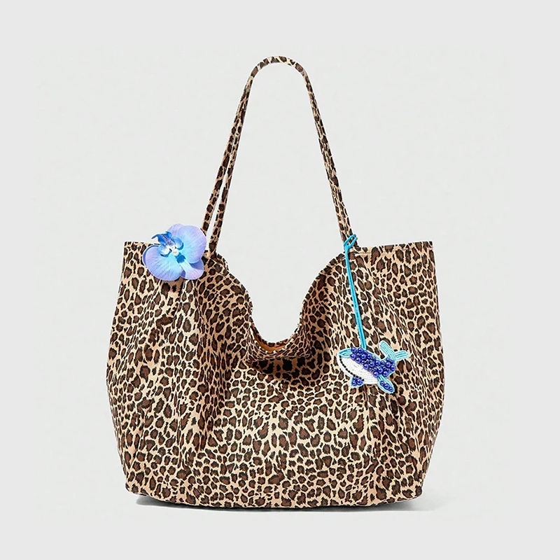 

Сумочка большой вместимости с леопардовым принтом, модная многофункциональная женская сумка, изысканная и простая легкая с изображением персона