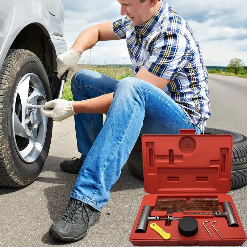 

Комплект для ремонта шин, комплект для ремонта проколов шин, 37 шт., съемник инструментов для колес, портативные аксессуары для грузовиков, косилок, велосипедов, велосипедов