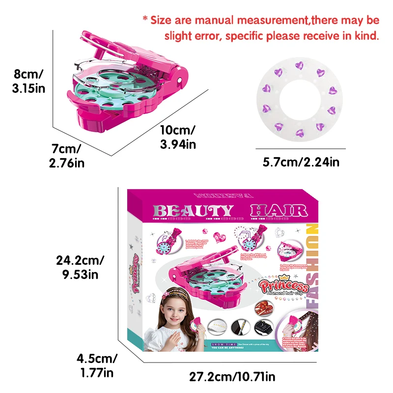 장난감 미용 헤어 매직 드릴링 리그 블링 소녀 놀이 집 DIY 헤어 및 의류 스티커 어린이 생일 선물