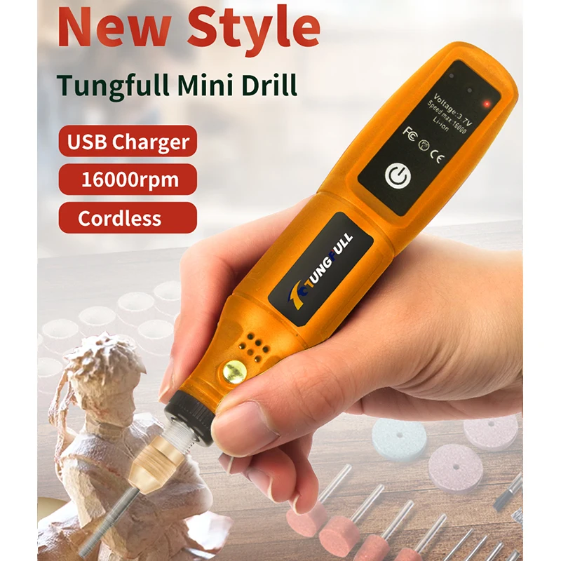 Imagem -06 - Mini Máquina de Polimento Recarregável sem Fio Faça Você Mesmo Rotary Tool Usb Engraving Tool Dremel Engravin Drill