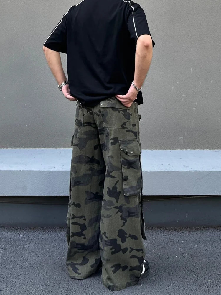 2026 Cyber Y2K Streetwear Camouflage Baggy Cargo New Jeans Pants For Men Clothing Straight Multi Pockets Hip Hop Long Trousers
