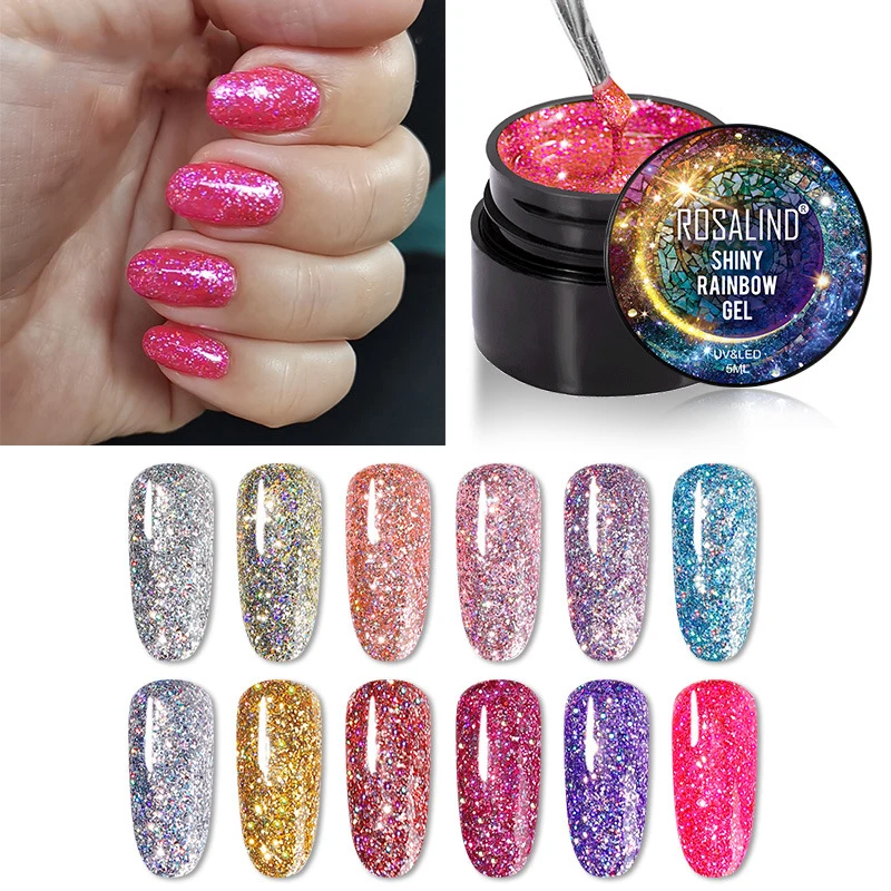 5ml gel unha polonês glitter pintura vernizes híbridos brilhante base superior casaco para unhas conjunto semi permanente para manicure arte do prego