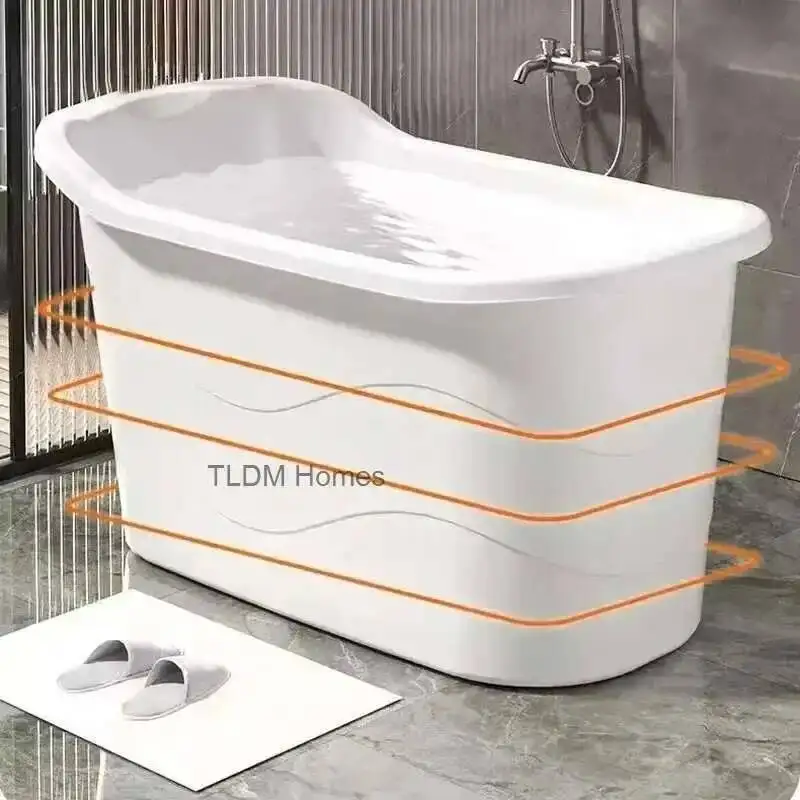 

Full Bathtub for Bathroom Creative Thickened Plastic Body Seatable Portable Bathtubs Japanese Simple Design Bathtubs for Hotels