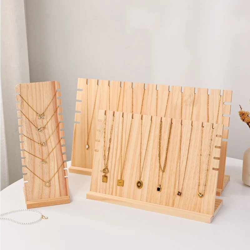 

Solid Wood Jewelry Display Stand Removable Necklace Bracelet Rack Space-saving Portable Design for Retail Store Vendor Showcase