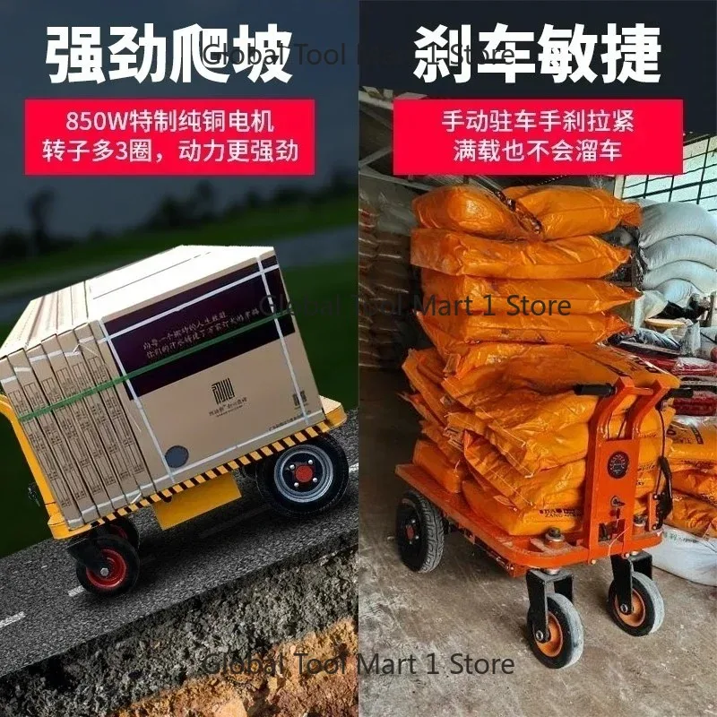 Porta-ble Folda-ble Elect-ric Fla-tbed Truck Clim-bing Pallet Tru-ck for Tile