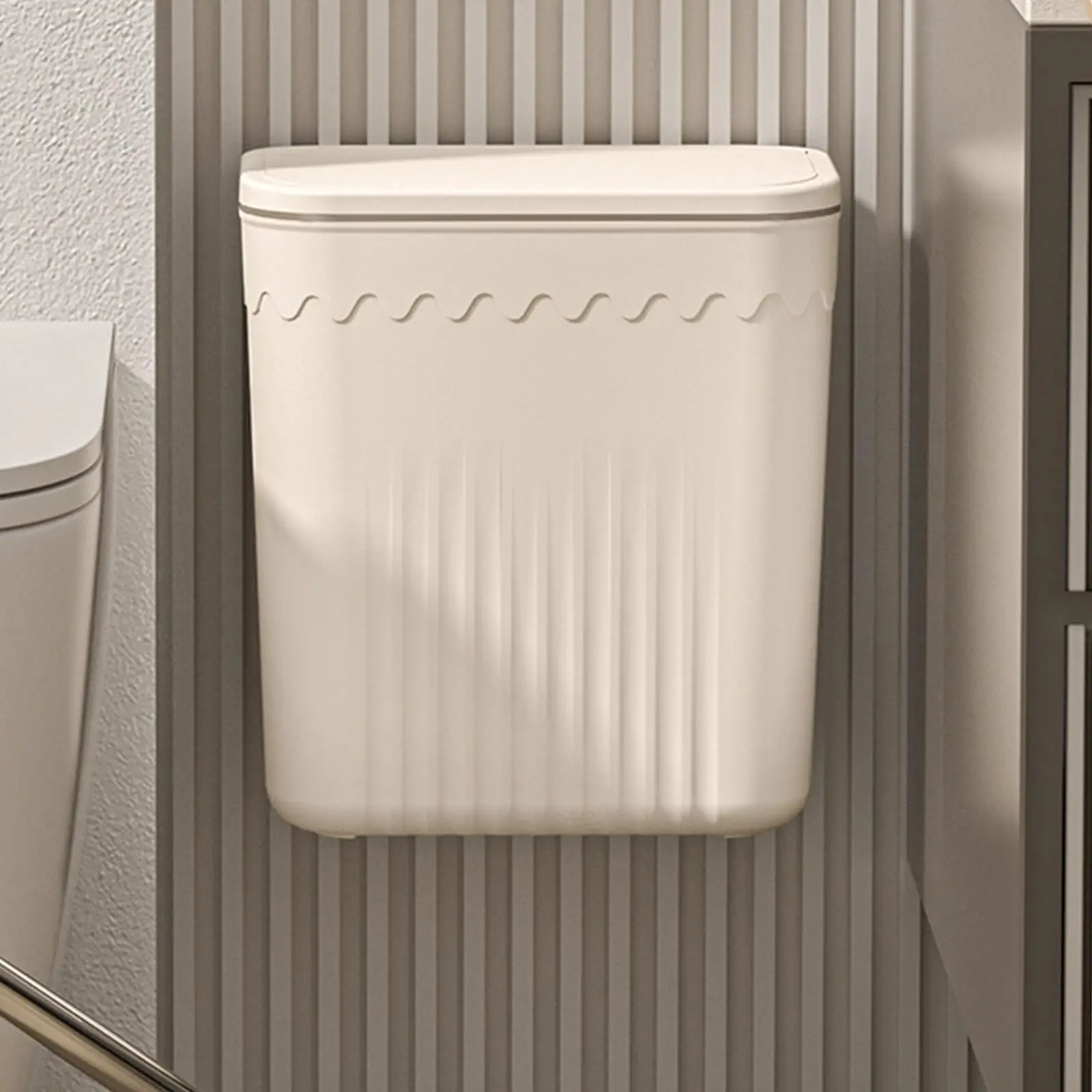 Small Plastic Garbage Can with Lid for Kitchen Counter Compost Waste Basket Wall Hanging Bin for Cupboard Bathroom Car