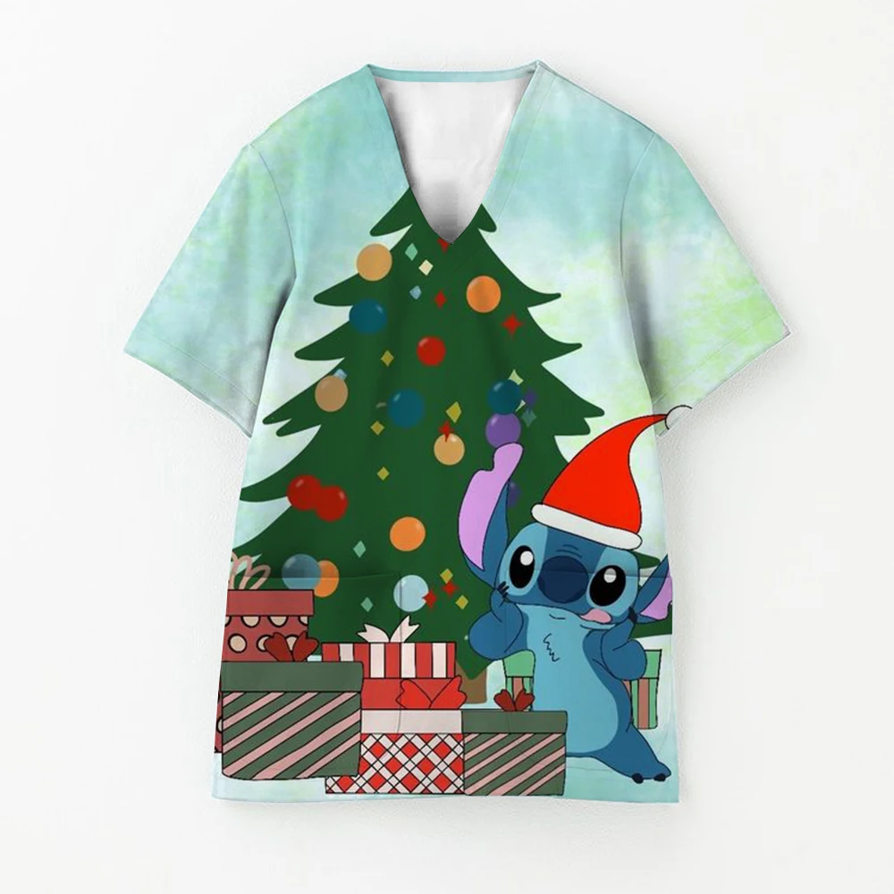 Venta de liquidación Disney Stitch colección navideña Doctor enfermera Scrubs Tops veterinario clínico ropa de trabajo uniforme exfoliante clínico ﻿