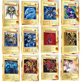 Yu gi oh duelo monstros olhos azuis dragão branco mágico preto menina diy coleção de metal caseira cartão de ouro brinquedo das crianças presente