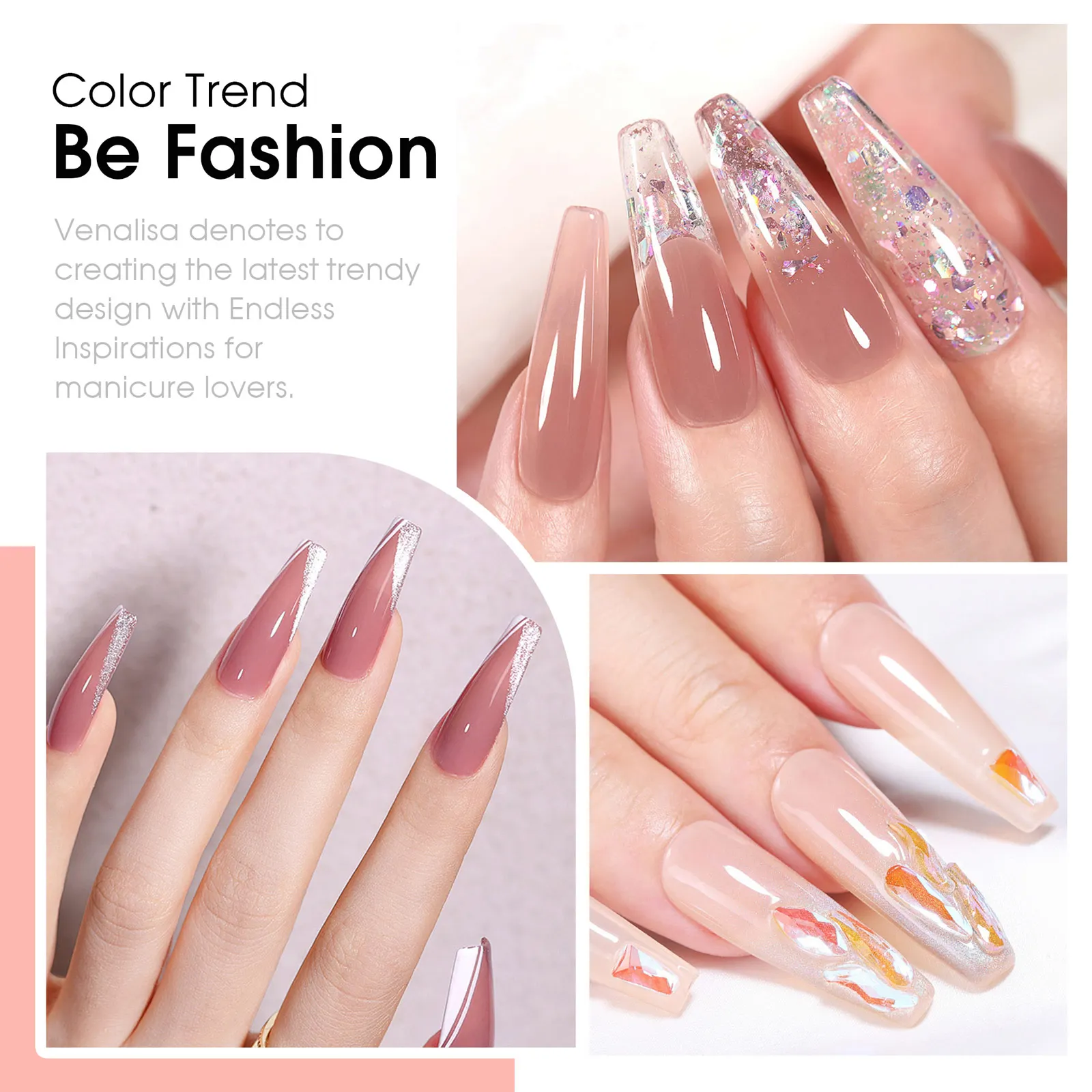 Venalisa Gel-Nagellack-Set, VIP-Kollektion, HEMA-FREI, Nagelgel, rosa Farbe, semi-permanenter Lack, Marken-Geschenkset, 6 Stück x 7,5 ml – Detail 16