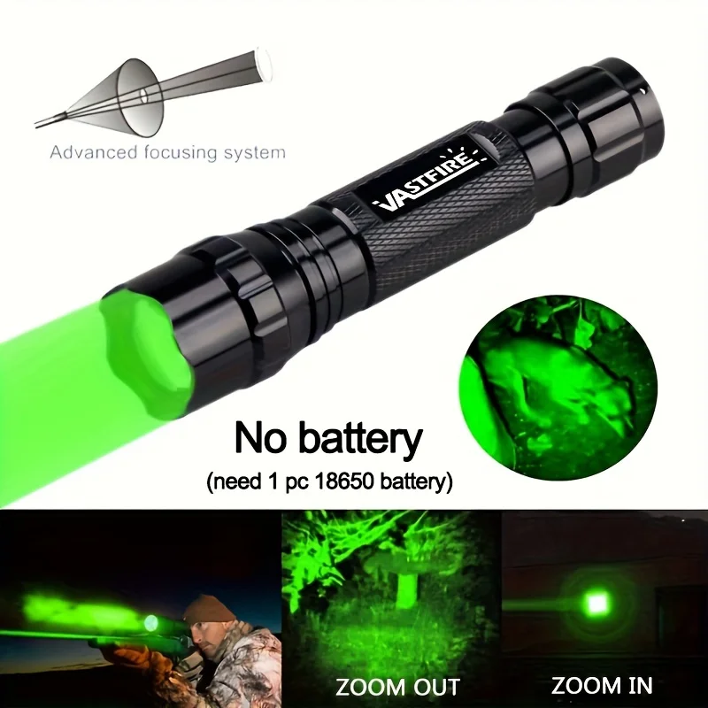 Portable Green/White/Red Light LED Flashlight Hunting Adjustable Focus Flashlight Mini Pocket Flashlight Outdoor Camping Hiking