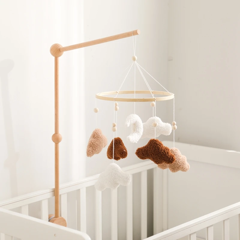 

Crib Mobile Sherpa Baby Bed Bell Baby Rattles Soft Felt Cartoon Bear Toys Wooden Hanger Crib Mobile Bed Bell Wood Toy Bracket