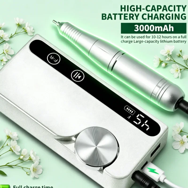 

Professional Low Noise 45000RPM Rechargeable Nail Drill Polishing Nail Machine Suitable for Gel Nail Polish Polishing Tool