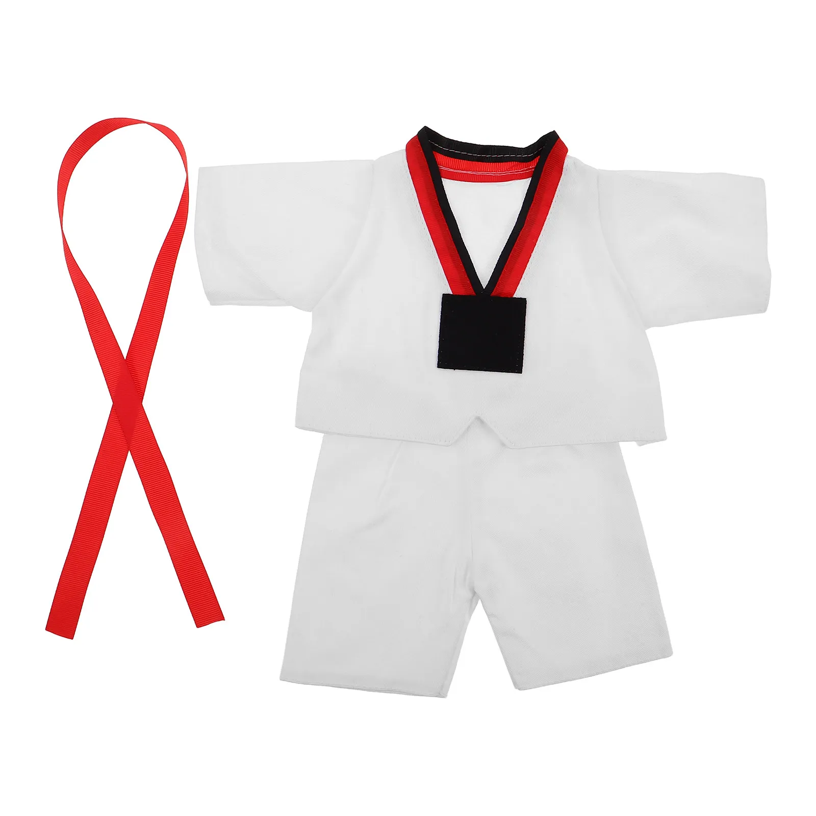 

1Set Taekwondo Outfit for 10-12 Inch Bears: Karate Uniform with Belt Soft Martial Arts Costume for Roleplay Stuffed Animal