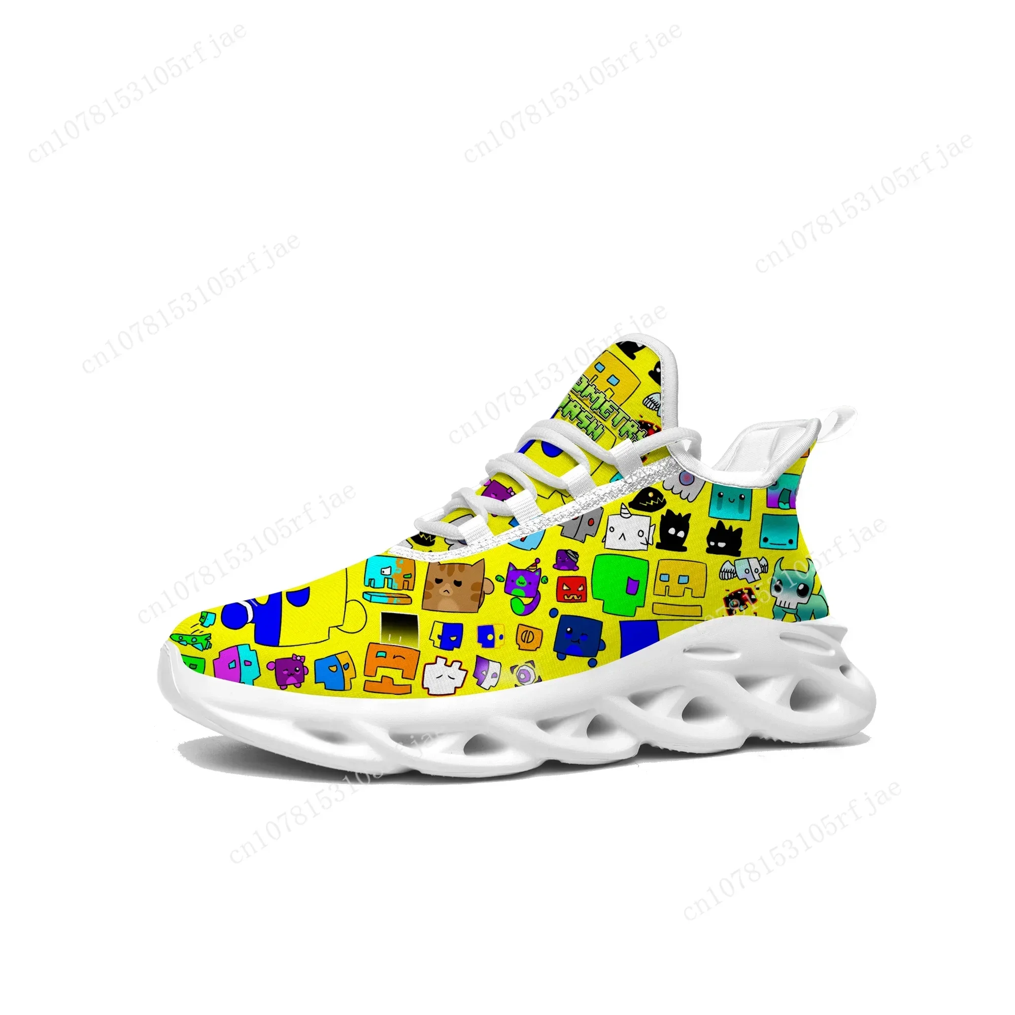 Geometry Dash Sneakers Cartoon Game Mens Womens Teenager Sports Running Shoes High Quality Fashion Custom Built Lace Up Shoes