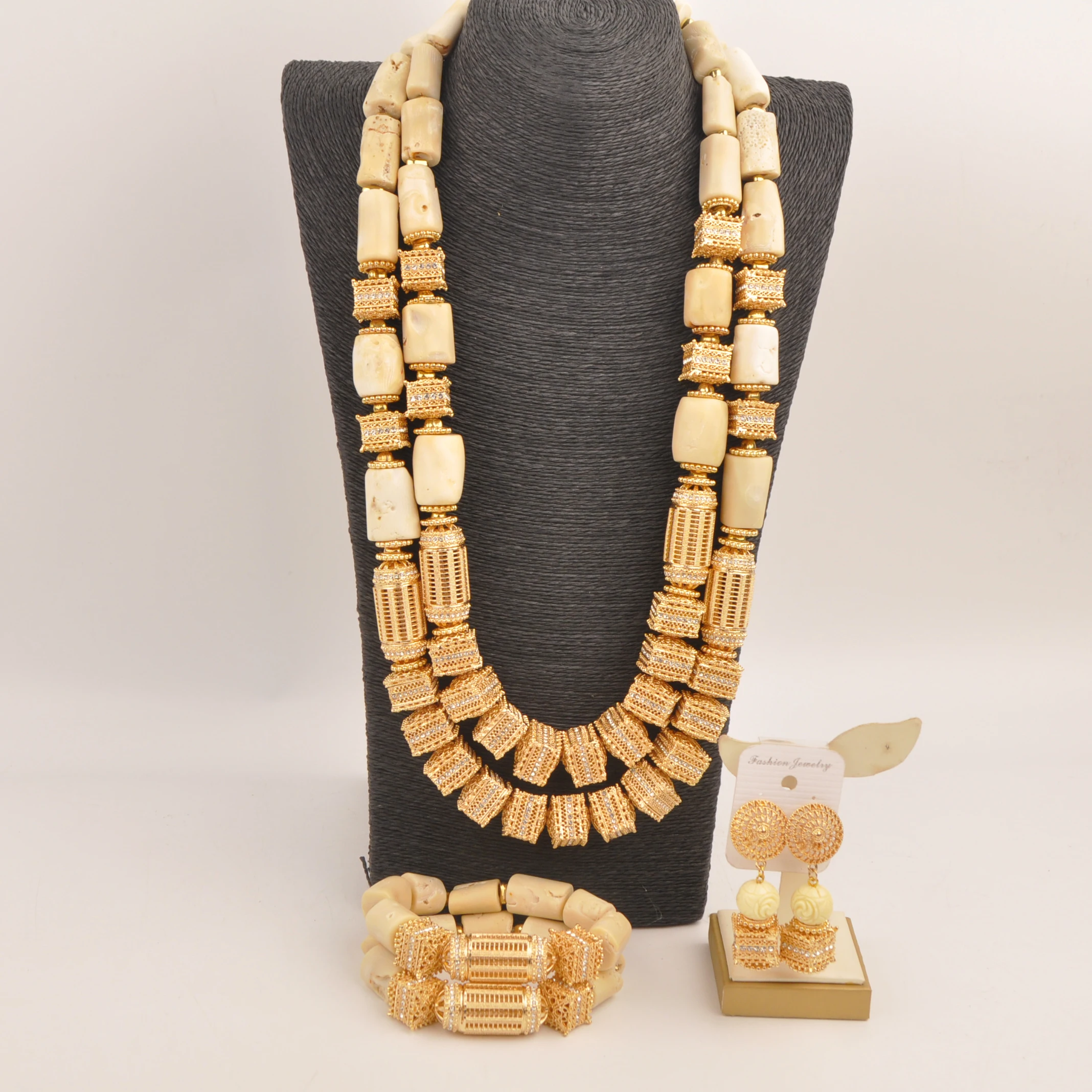 

Natural coral white necklace Nigeria Wedding Fashion jewelry set Africa