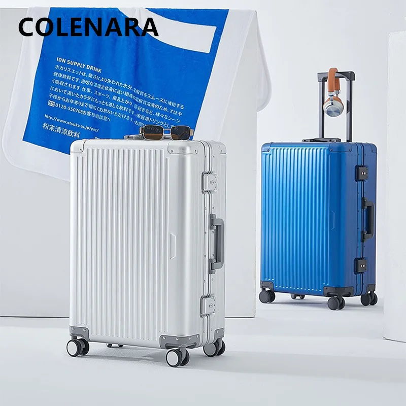

COLENARA Suitcase All Aluminum Magnesium Alloy Trolley Case High Quality 20''24 Inch Ladies Boarding Box Rolling Luggage