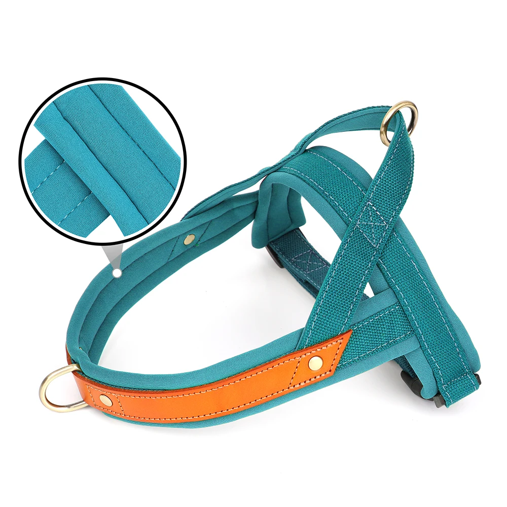 Durable Nylon Dog Harness No Pull Leather Dog Harness Vest Soft Padded Pet Vest For Small Medium Large Dogs French Bulldog Pug