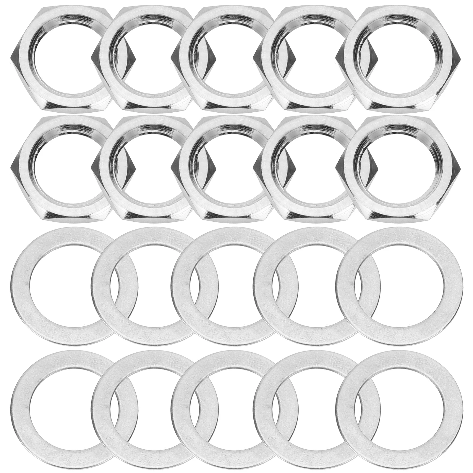 

10 Sets 6.35mm Guitar Audio Socket Parts Silver Metric Nuts Washers Durable Professional Accessories Easy Replacement