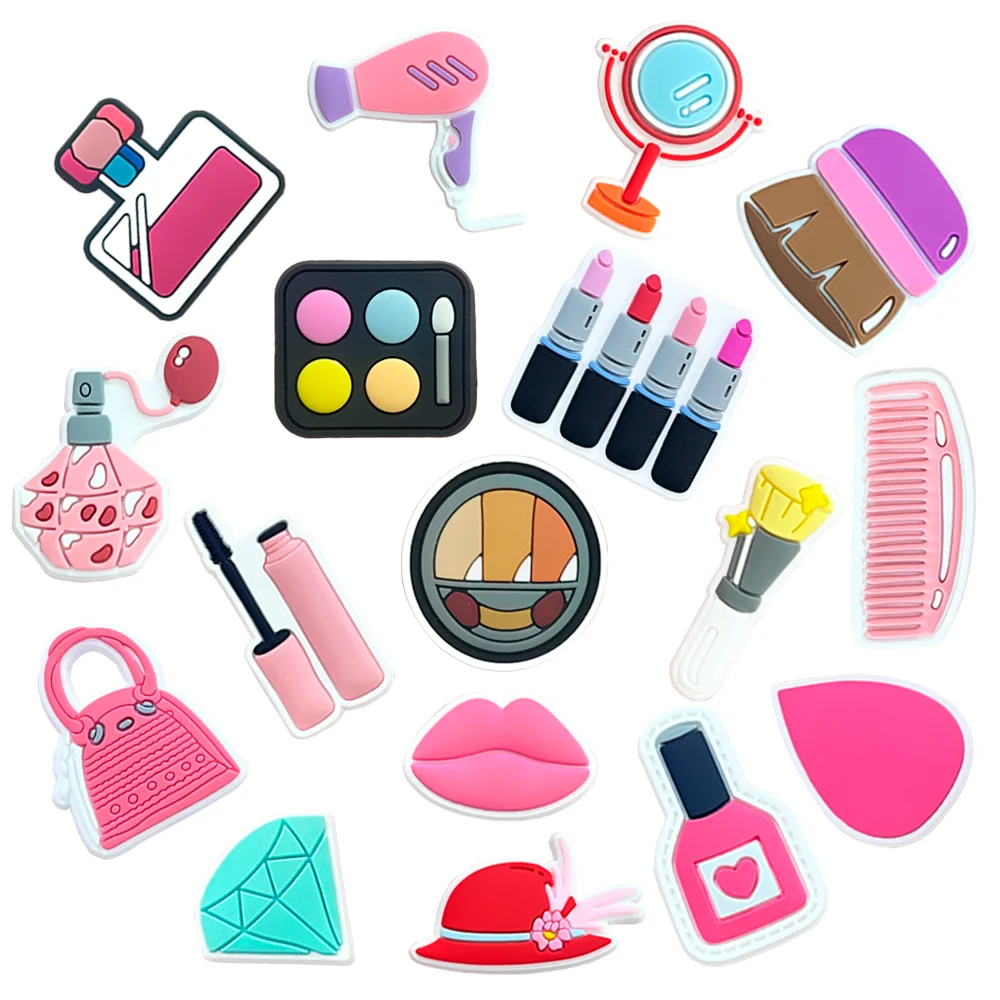 New 1/17Pcs PVC Cosmetic pattern Shoe Charms Cute Shoe Decorations Pins for Women Girls Sandal Buckles Accessories Gift