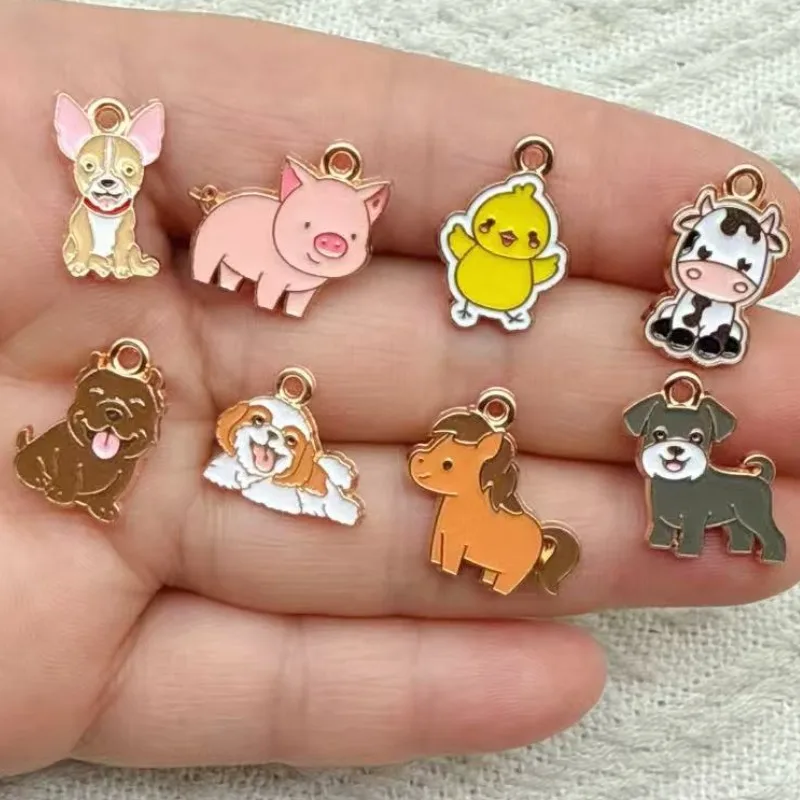 10Pcs Gold Plated Dog Horse Cow Pig Charm Pendant for Jewelry Making Earrings Bracelet Necklace Accessories DIY