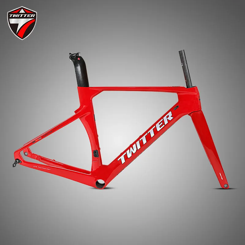 

Twitter Carbon Fiber Disc Brake Highway Frame Pneumatic Breaking Wind Design Internal Routing Full Hidden Bicycle Frame