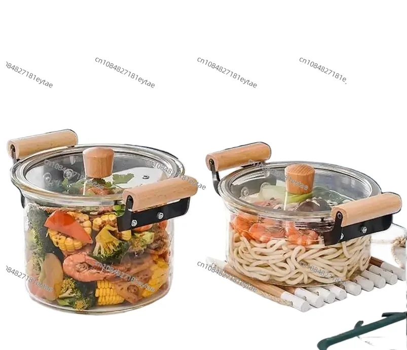 

Прозрачная стеклянная кастрюля, термостойкая, для супов, домашнего использования, для овощей, салатов, лапши быстрого приготовления, посуда