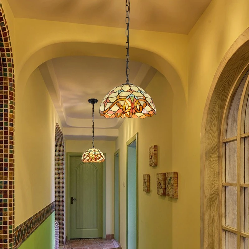 Retro Tiff Style Colorful Glass Chandelier Mediterranean Pendant Light For Bar Bedroom Living Room Balcony Creative Decor view 5