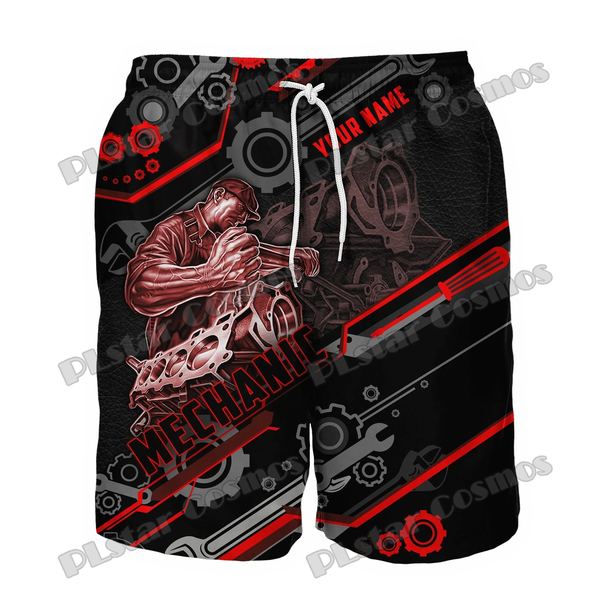 Personalized Name Mechanic Pattern 3D Printed Men‘s Shorts Summer Harajuku Casual Unisex Polyester Regular Shorts DKD-13