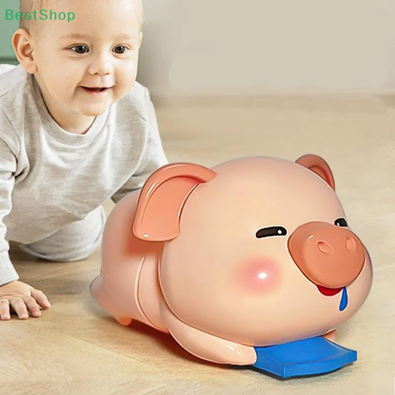 ómRebecca Parque Swing Piggy Dog Uhrwerk Spielzeug wird bewegen und laufen pädagogische Simulation Kleintier-Puzzlespielzeug