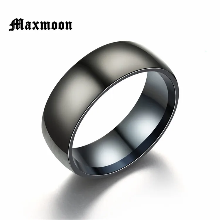 Maxmoon Fashion Black Titanium Ring Men Matte Finished Classic Engagement  Jewelry Rings For Male  Wedding Bands Anillos 2018 view 2